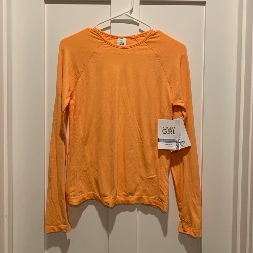NWT Orange Athleta Girl Power Up Seemless Top - Picture 1 of 4